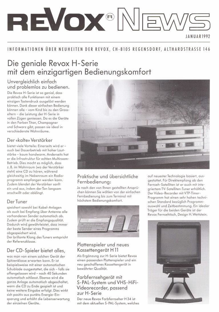 Revox news 1992 Brochure