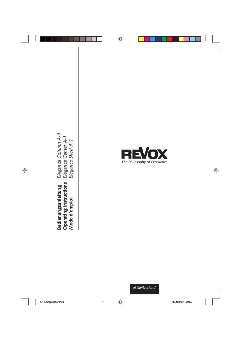 Revox Elegance Center A 1 Owners Manual