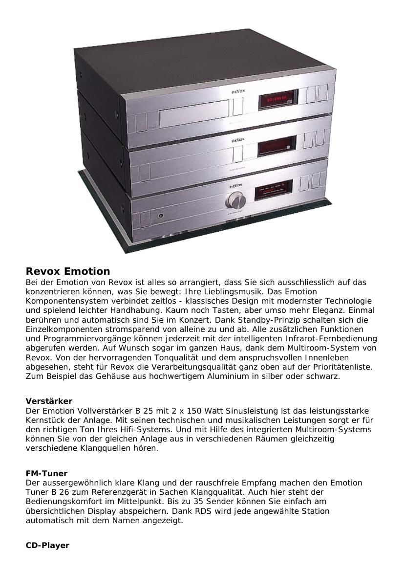 Revox Emotion series Brochure