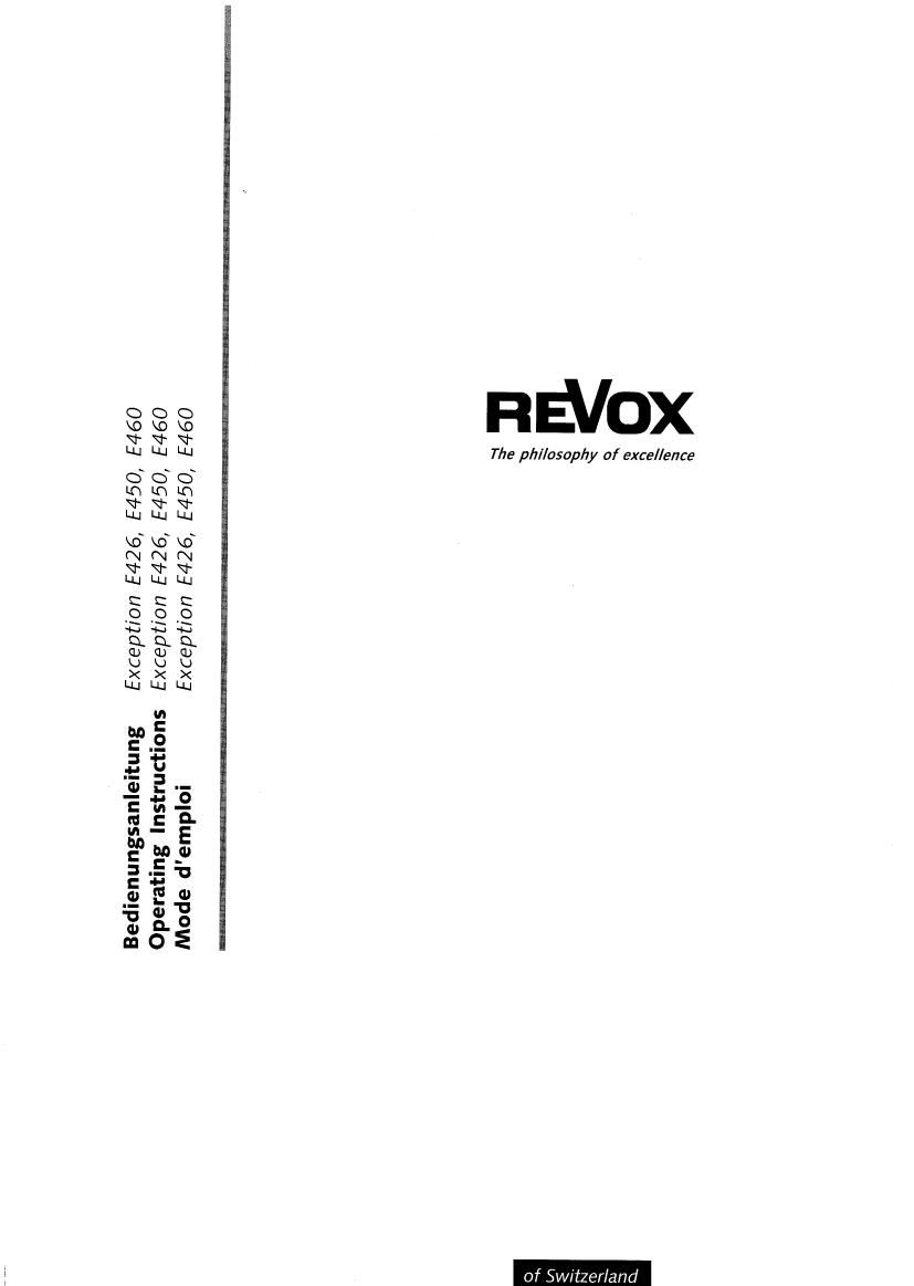 Revox Exception Owners Manual