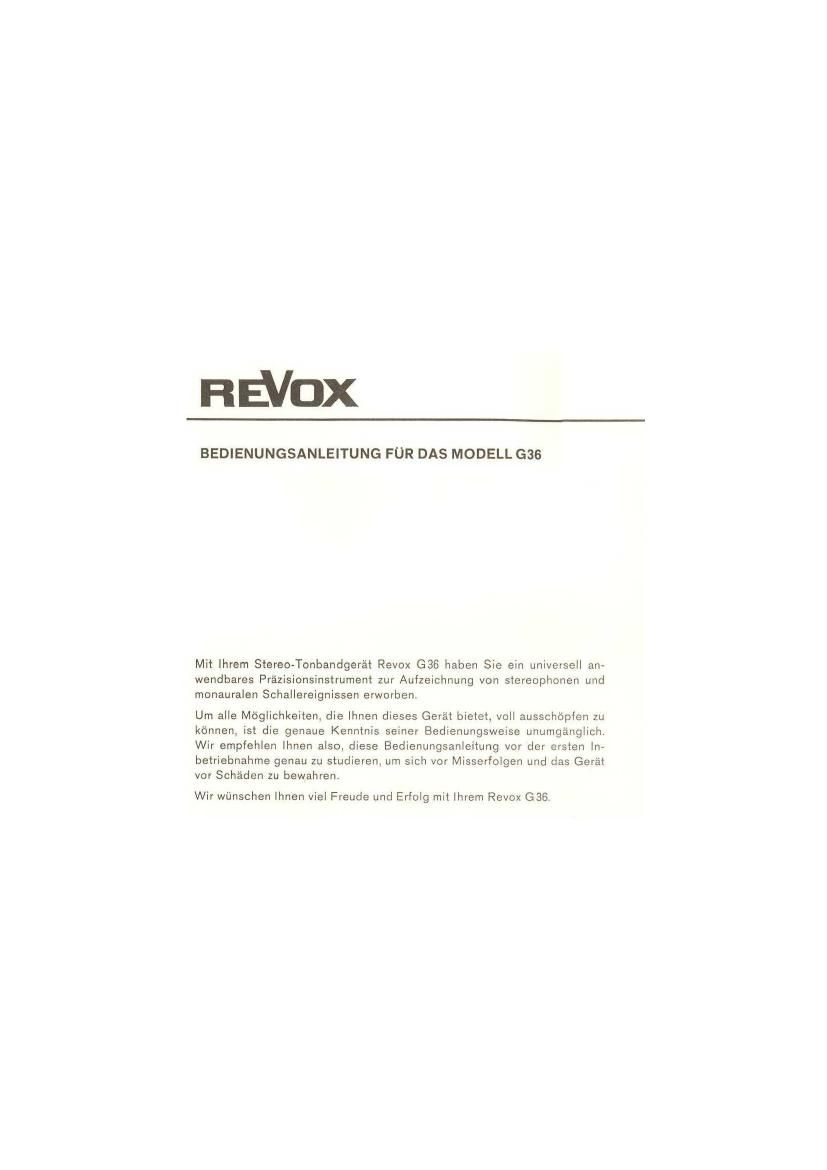 Revox G 36 Owners Manual 2
