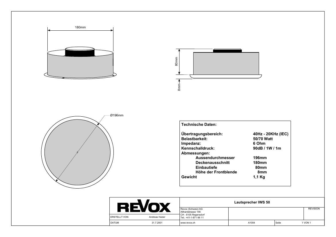 Revox IWS 50 Owners Manual 2