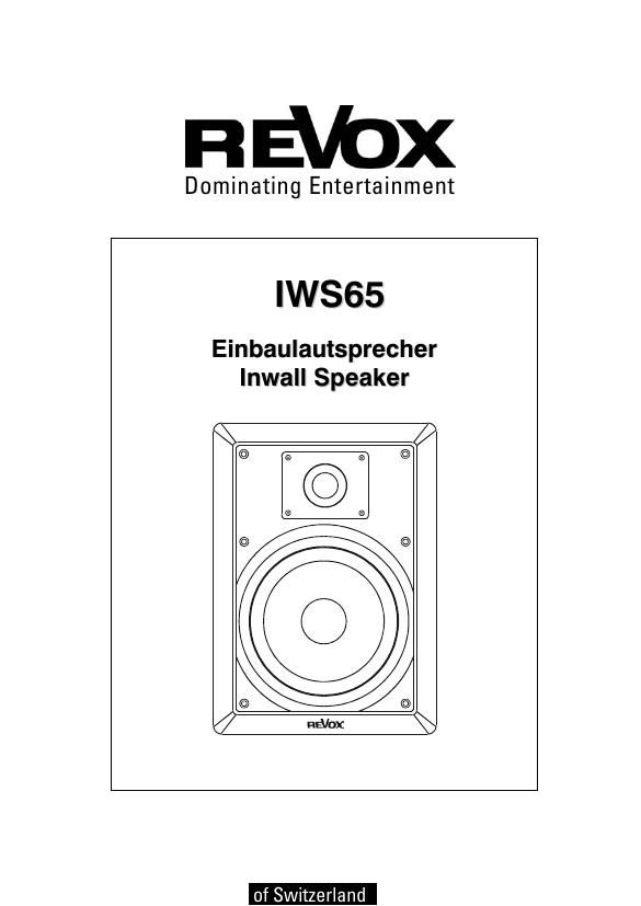 Revox IWS 65 Owners Manual