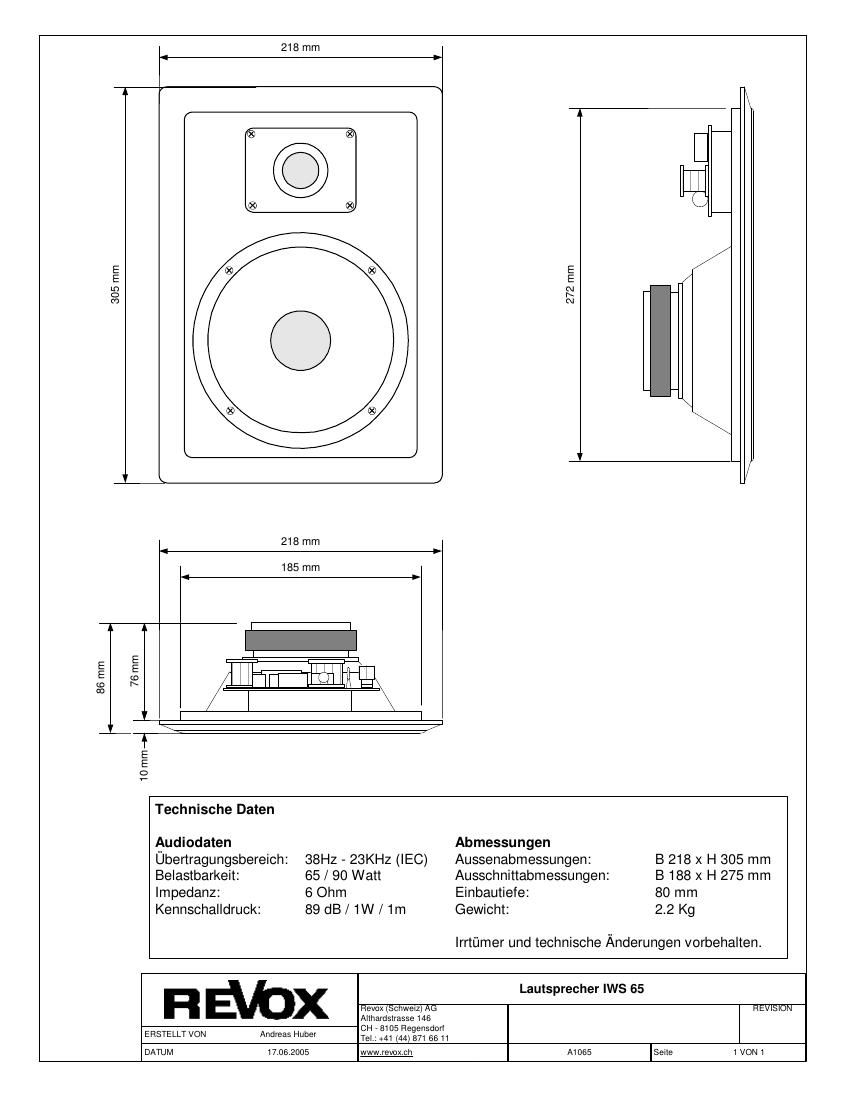 Revox IWS 65 Owners Manual 2