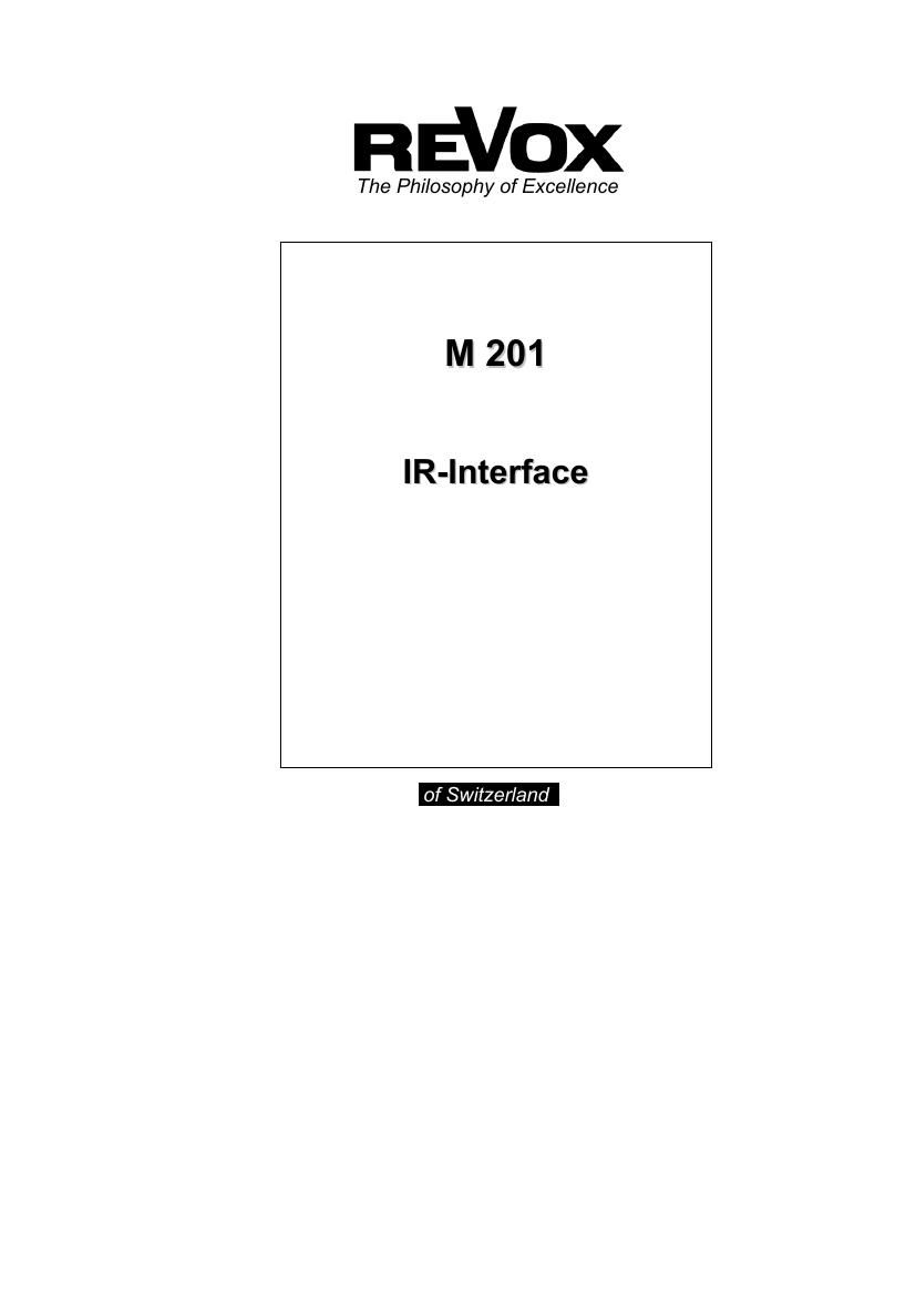 Revox M 201 Owners Manual