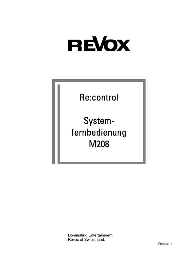 Revox M 208 Owners Manual