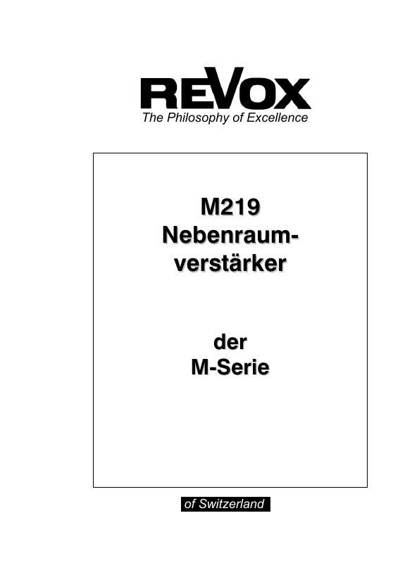 Revox M 219 Mk2 Owners Manual