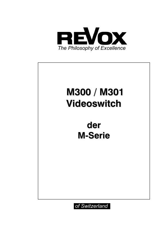 Revox M 300 Owners Manual