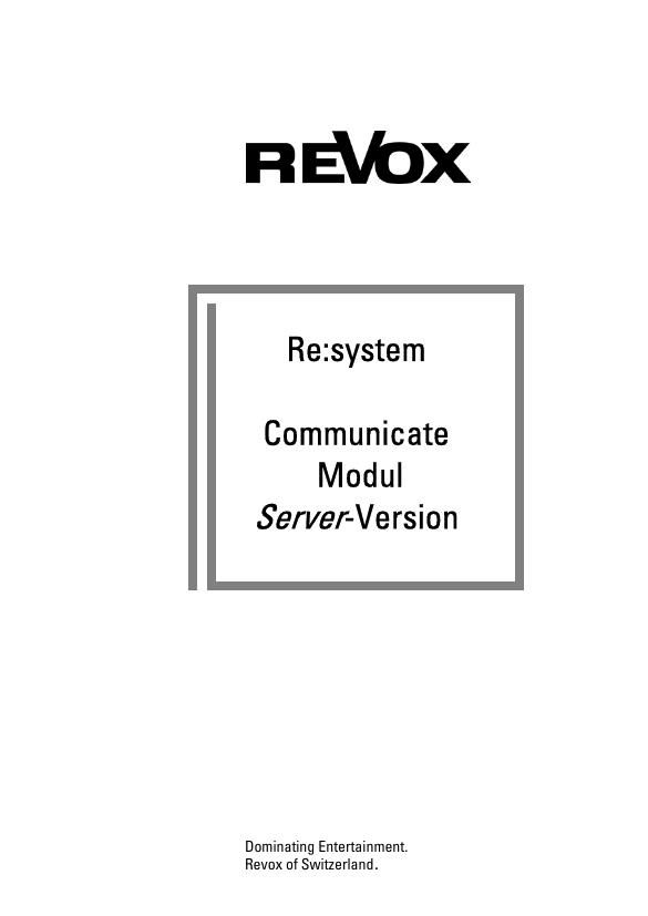Revox M 51 Communicate Owners Manual