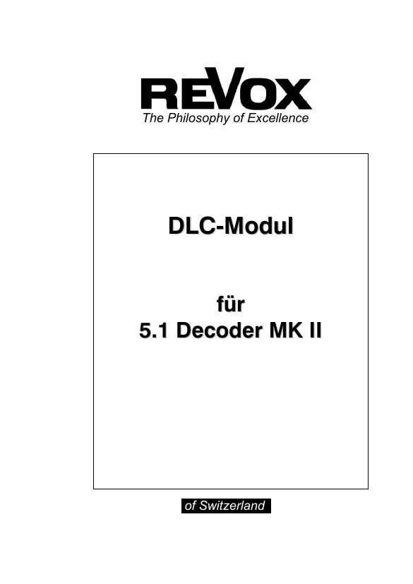 Revox M 51 Decoder Mk2 Owners Manual