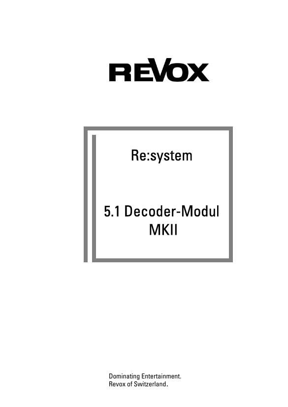 Revox M 51 Decoder Owners Manual