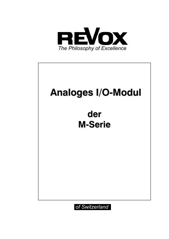 Revox M 51 IO Owners Manual