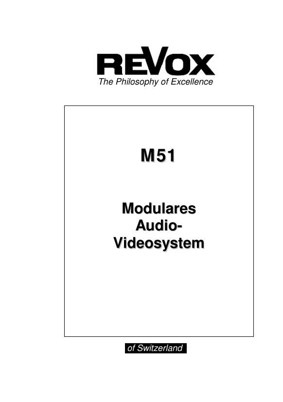 Revox M 51 Owners Manual