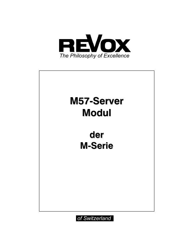 Revox M 51 Server Owners Manual