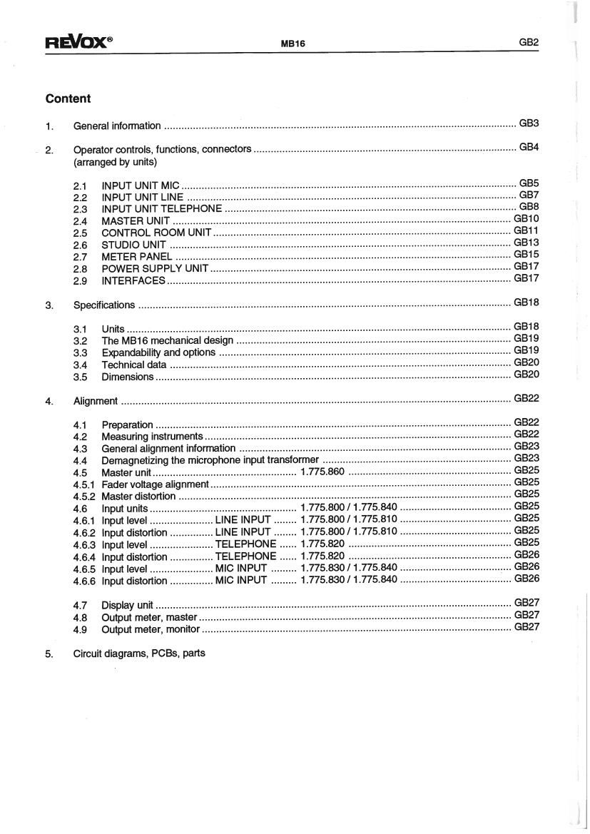 Revox MB 16 Service Manual