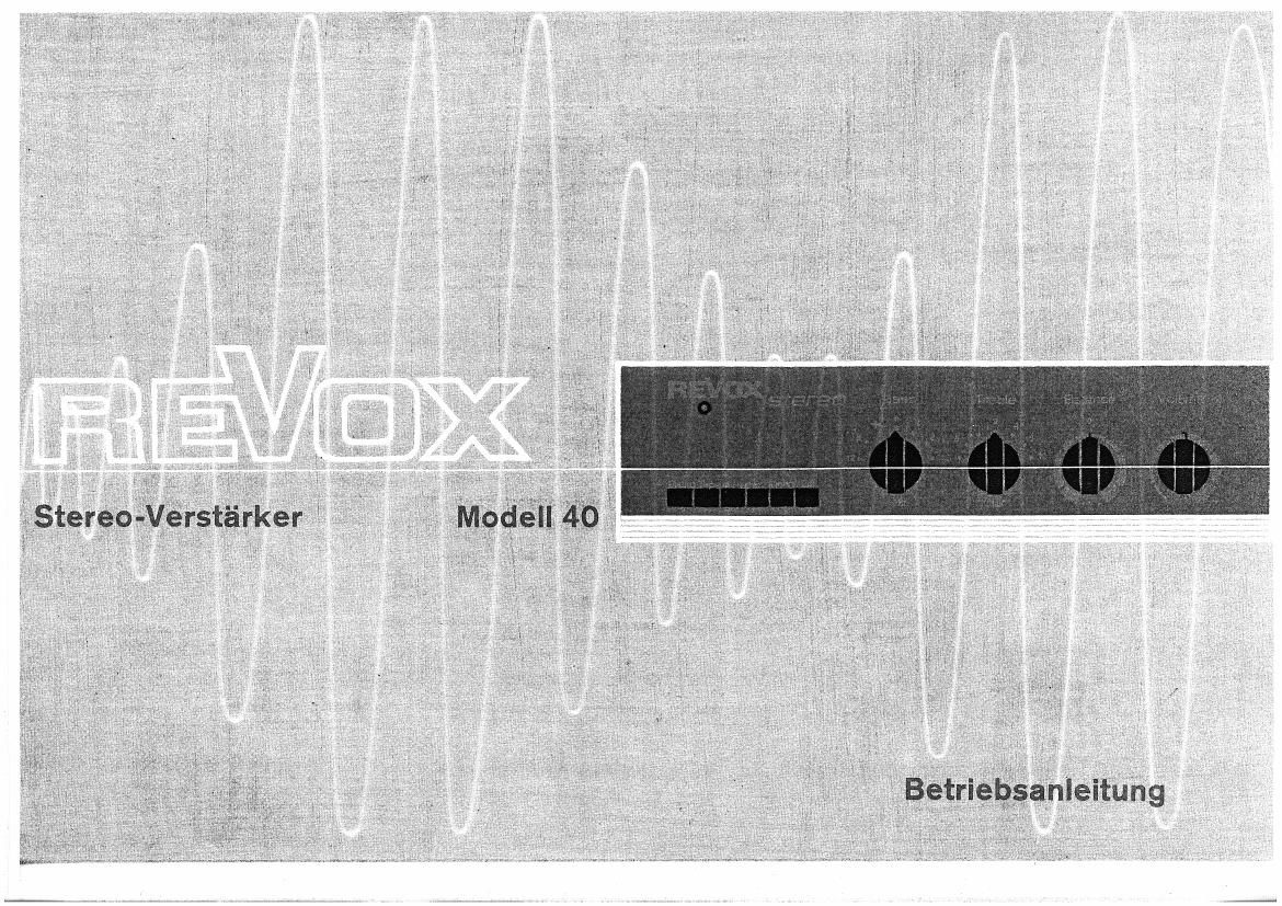 Revox Model 40 Owners Manual