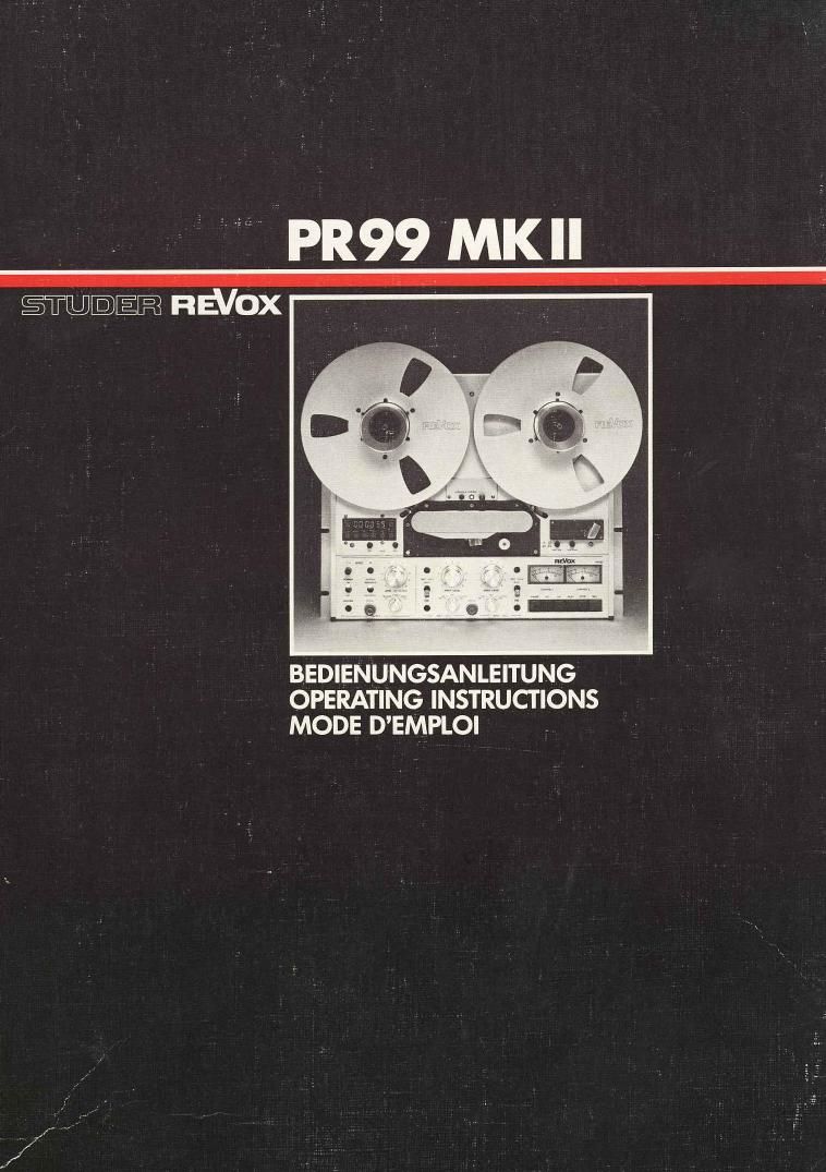 Revox PR 99 Mk2 Owners Manual