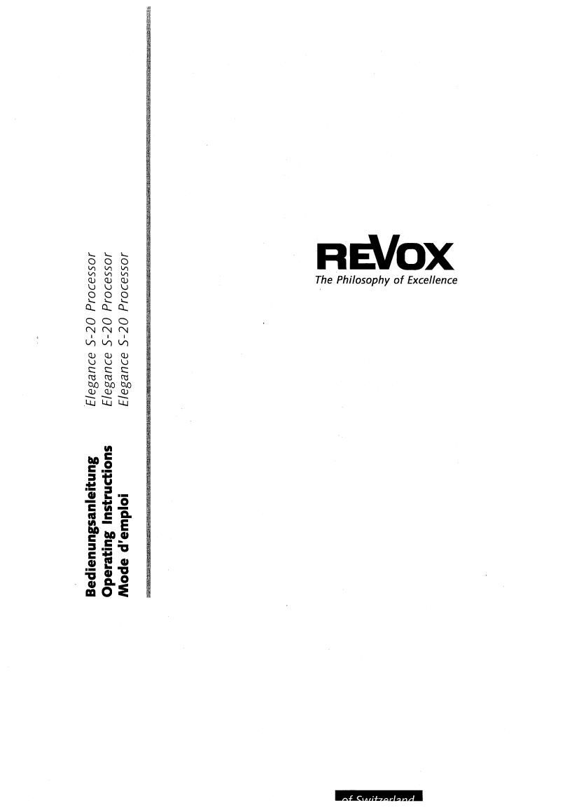 Revox S 20 Owners Manual