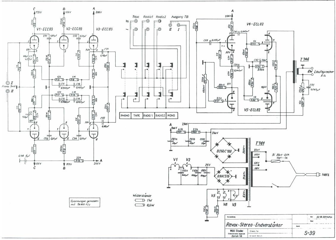 Revox S 39 Schematic