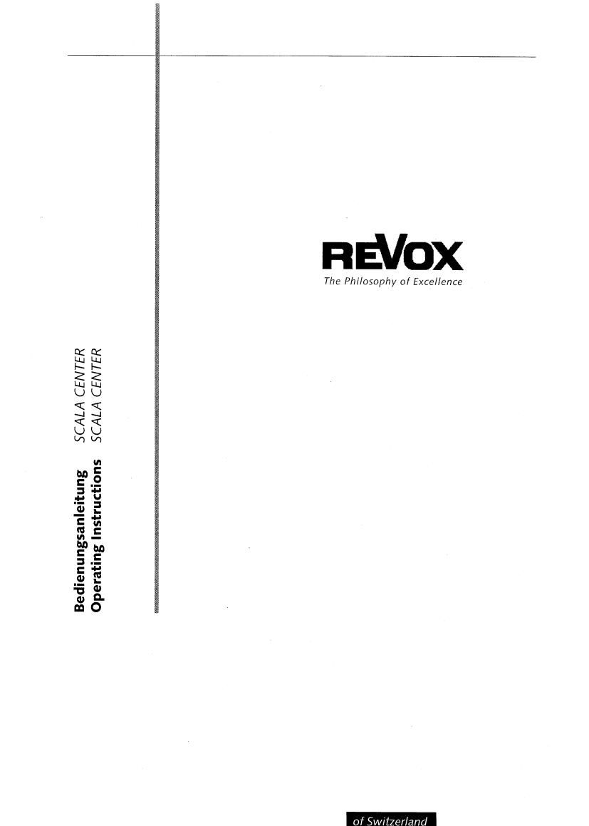 Revox Scala Center Owners Manual