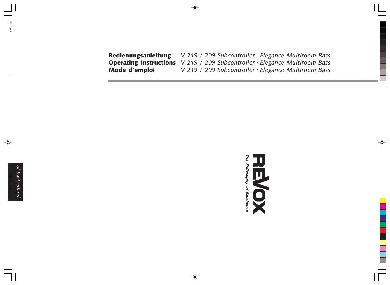 Revox V 209 Owners Manual