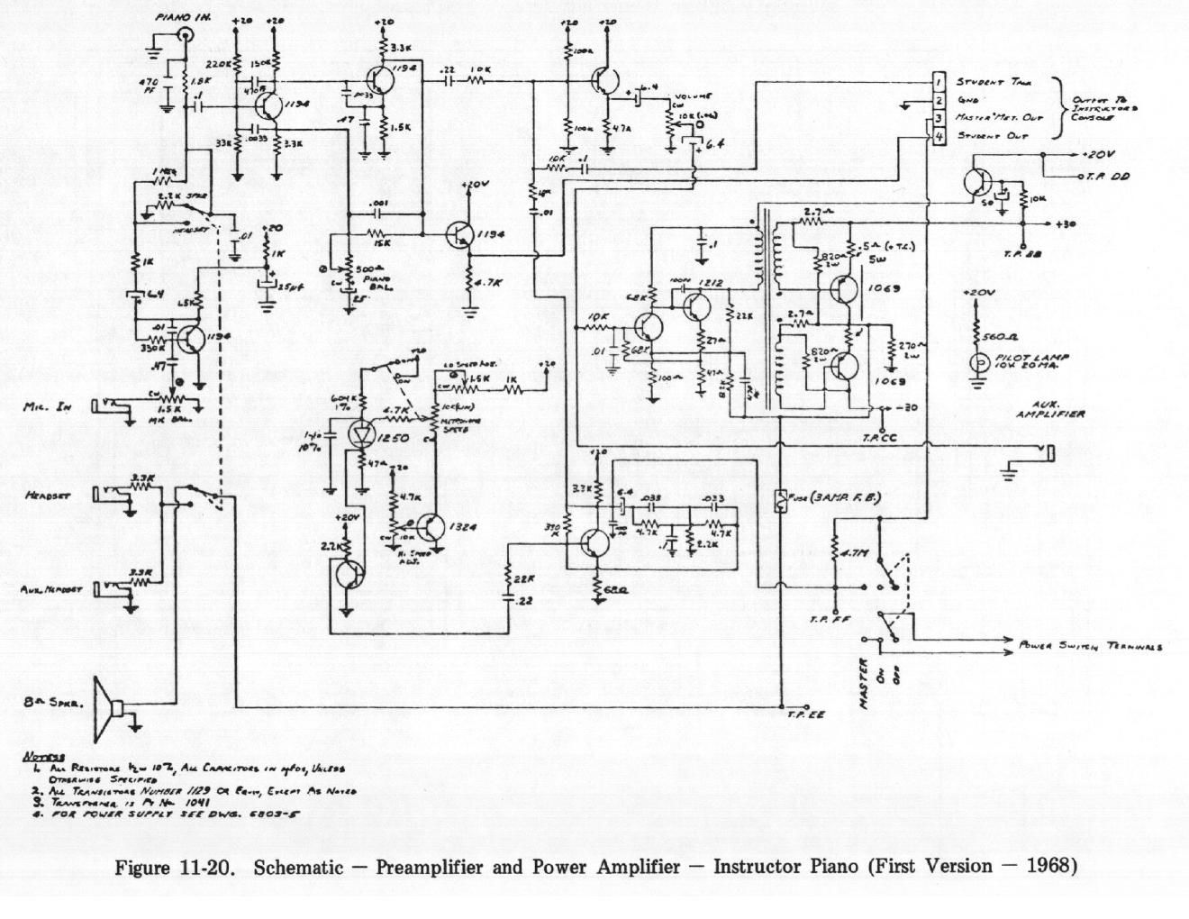 rhodes instructor piano 1968 schematic