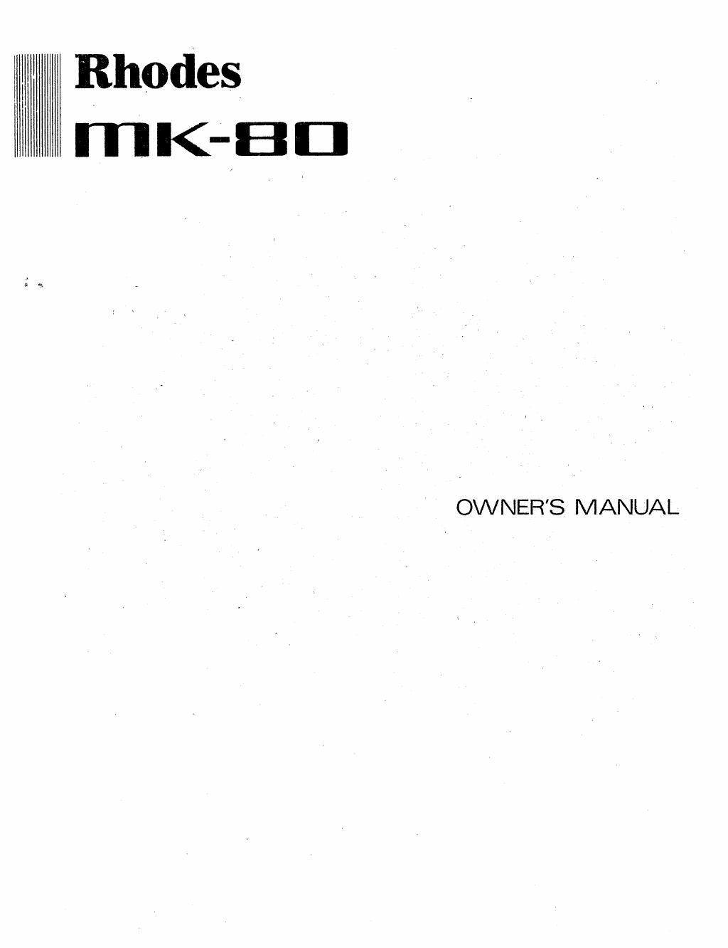 rhodes owner manual mk 80