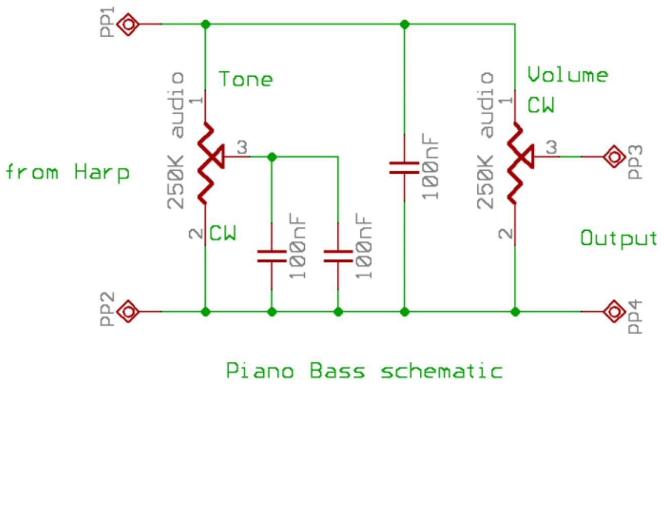 rhodes piano bass passive schematic