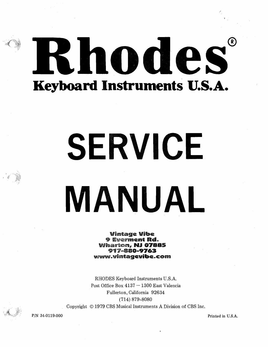 rhodes service manual