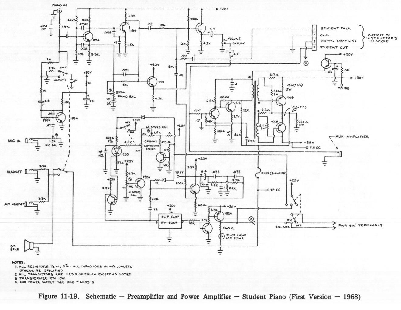 rhodes student piano 1968 schematic