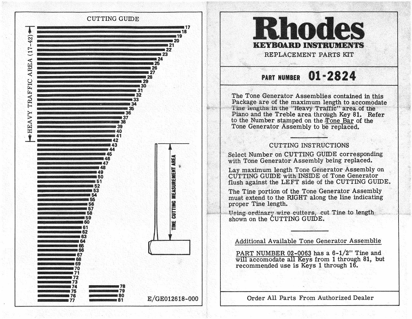 rhodes tine cutting chart