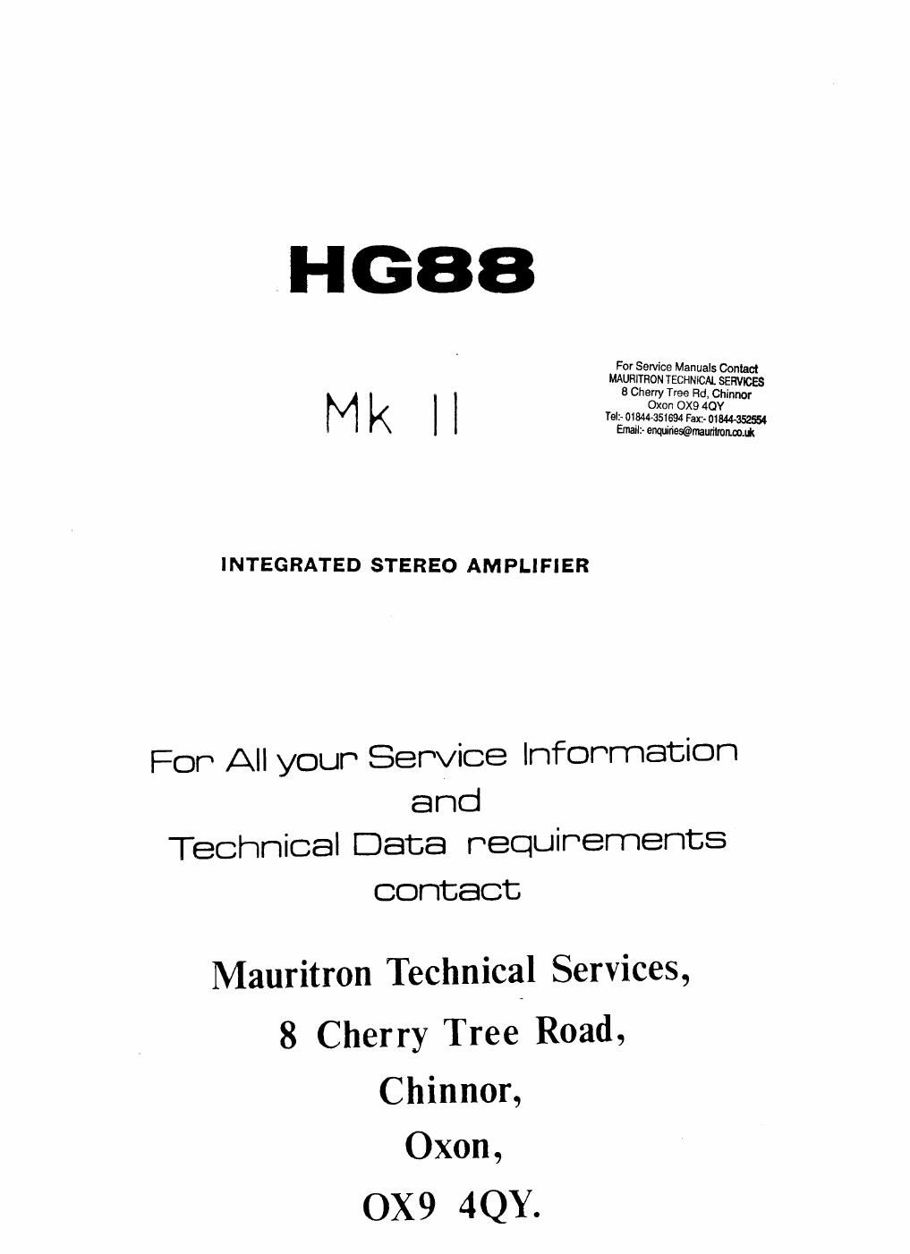 rogers hg 88 mk2 owners manual