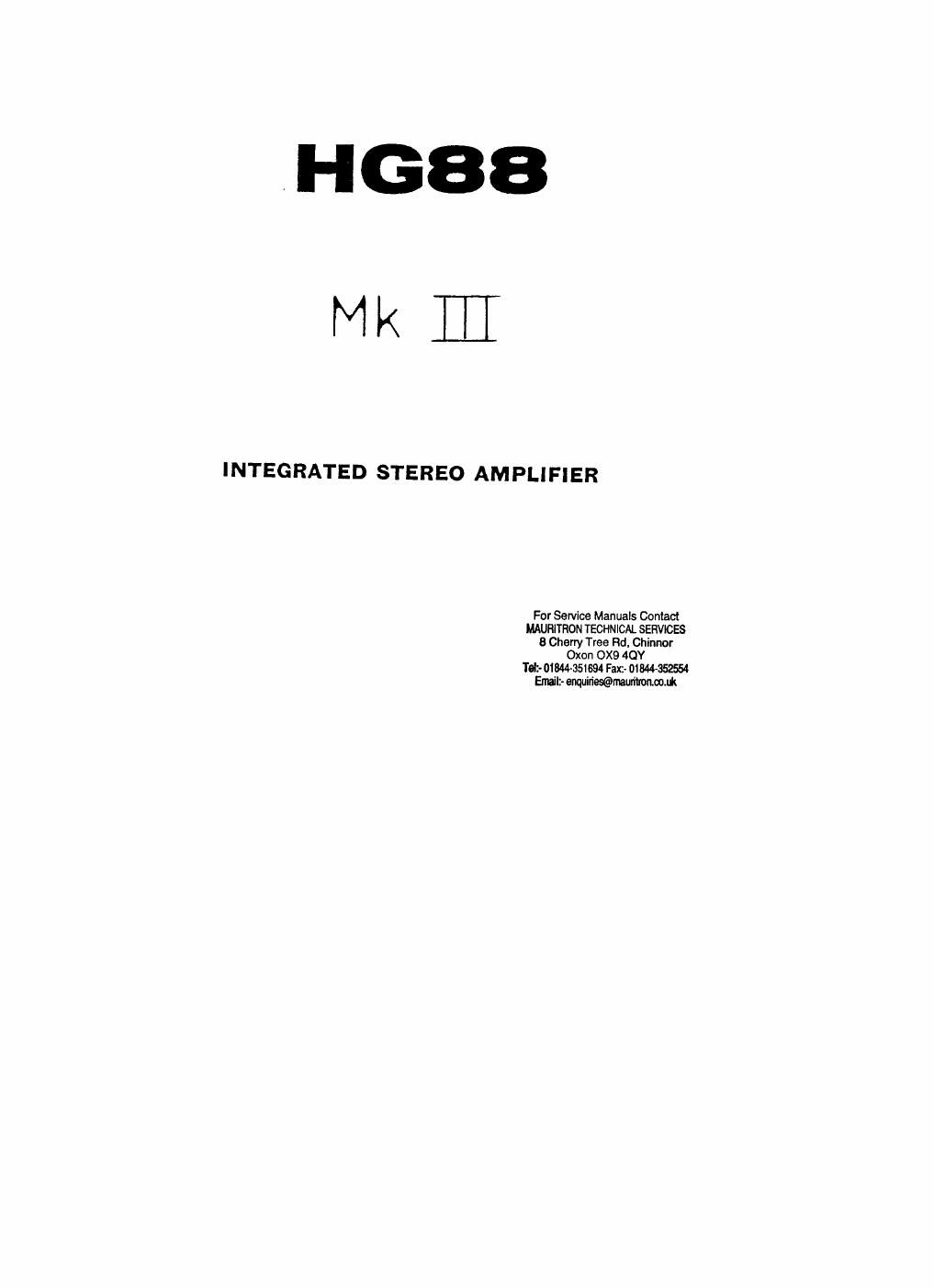 rogers hg 88 mk3 owners manual
