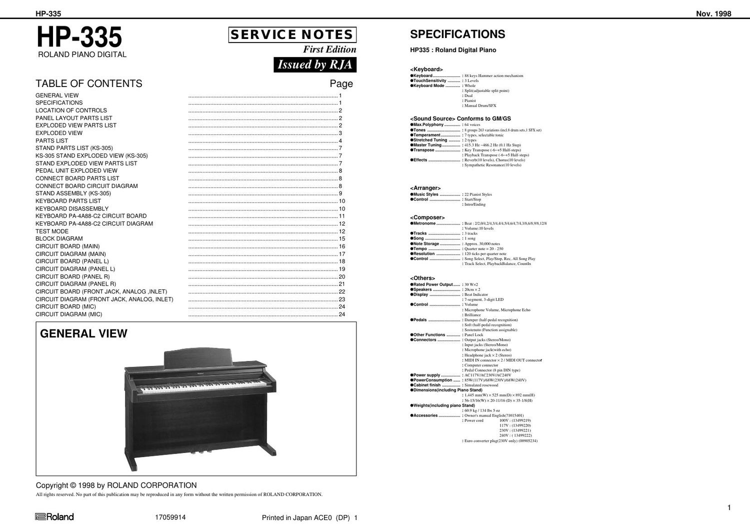 ROLAND HP 335