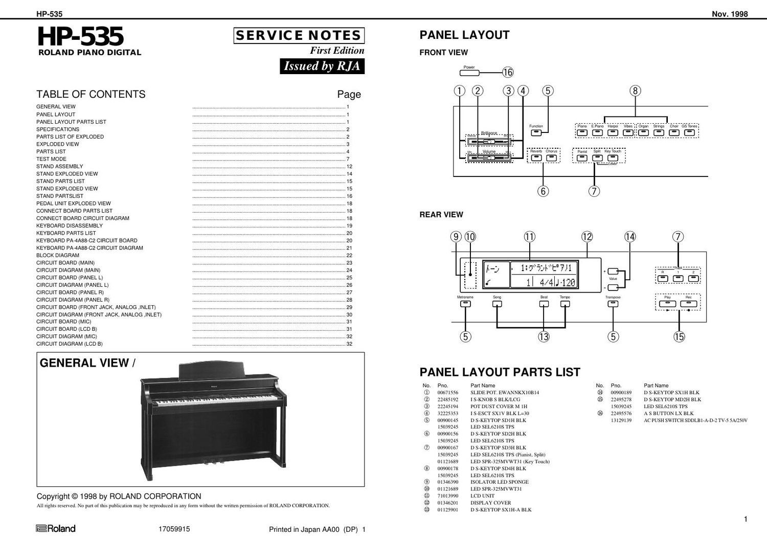 ROLAND HP 535