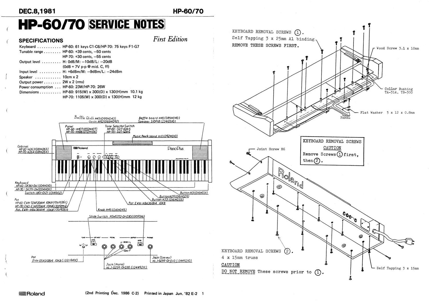 ROLAND HP 60 HP 70