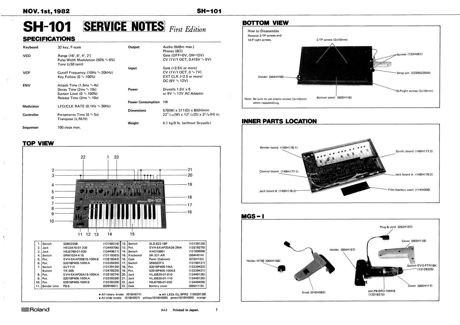 ROLAND SH 101