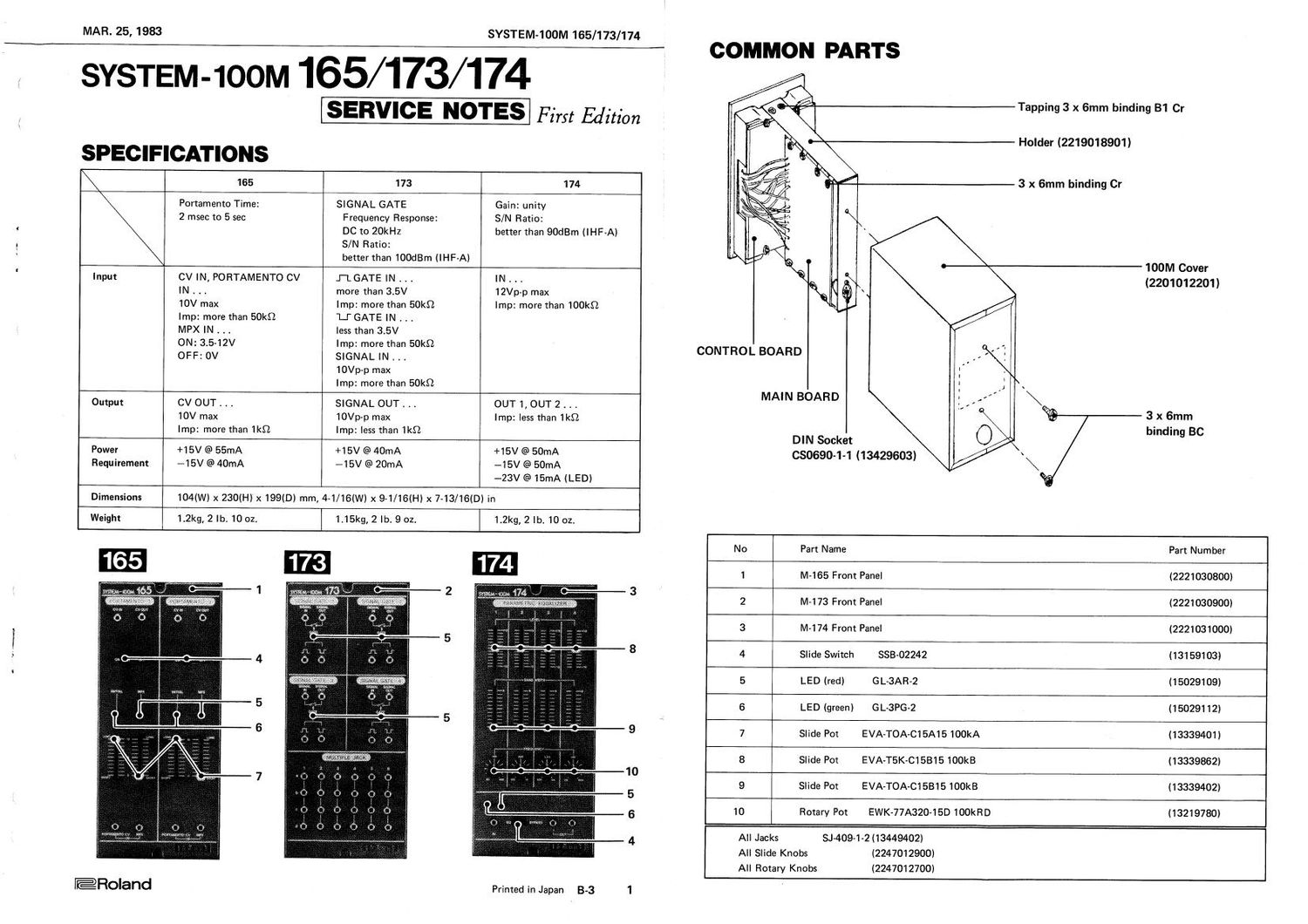 ROLAND SYSTEM 100M 165 173 174