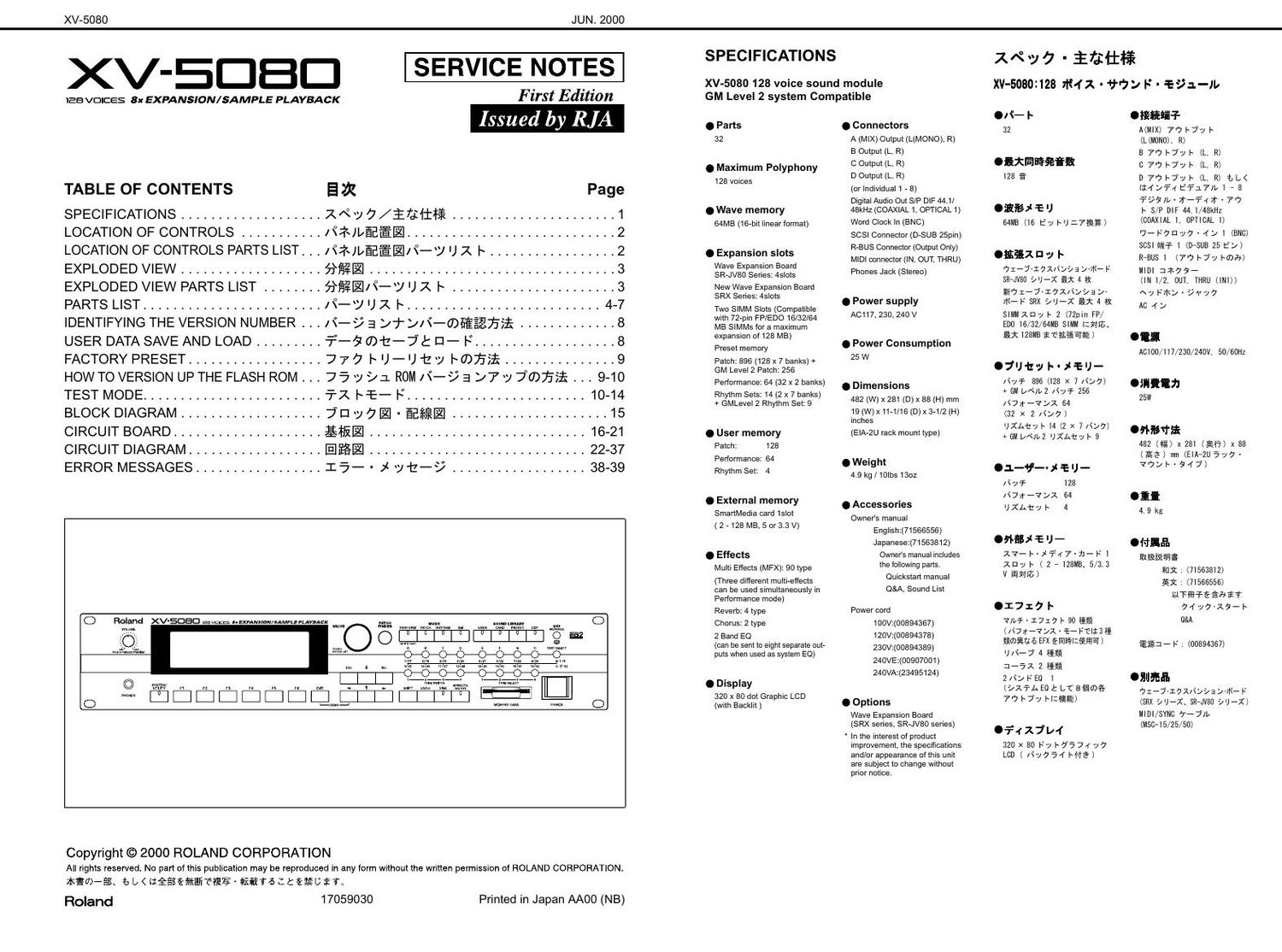 ROLAND XV 5080