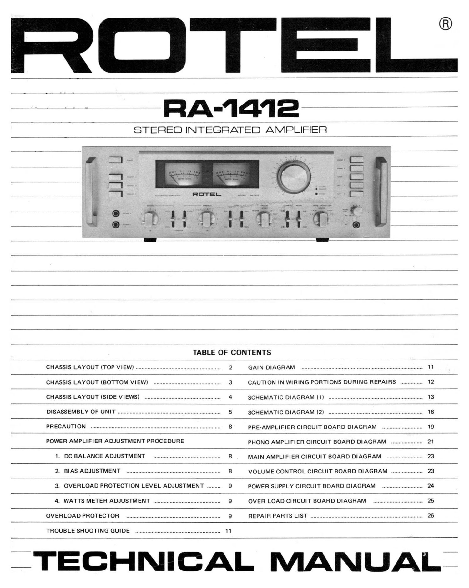 Rotel RA 1412 Service Manual