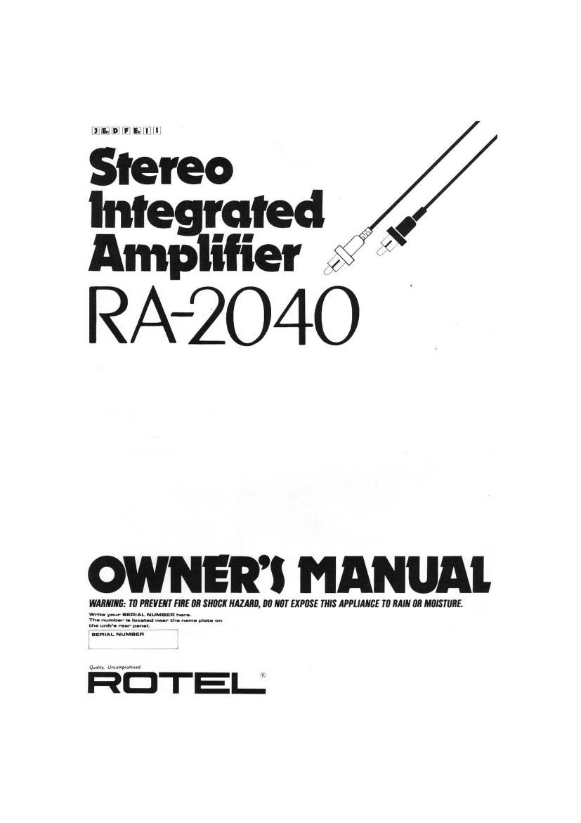 Rotel RA 2040 Owners Manual