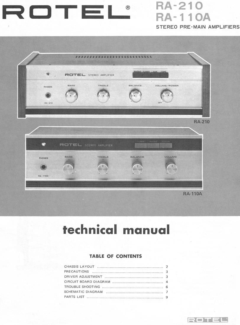 Rotel RA 210 Service Manual