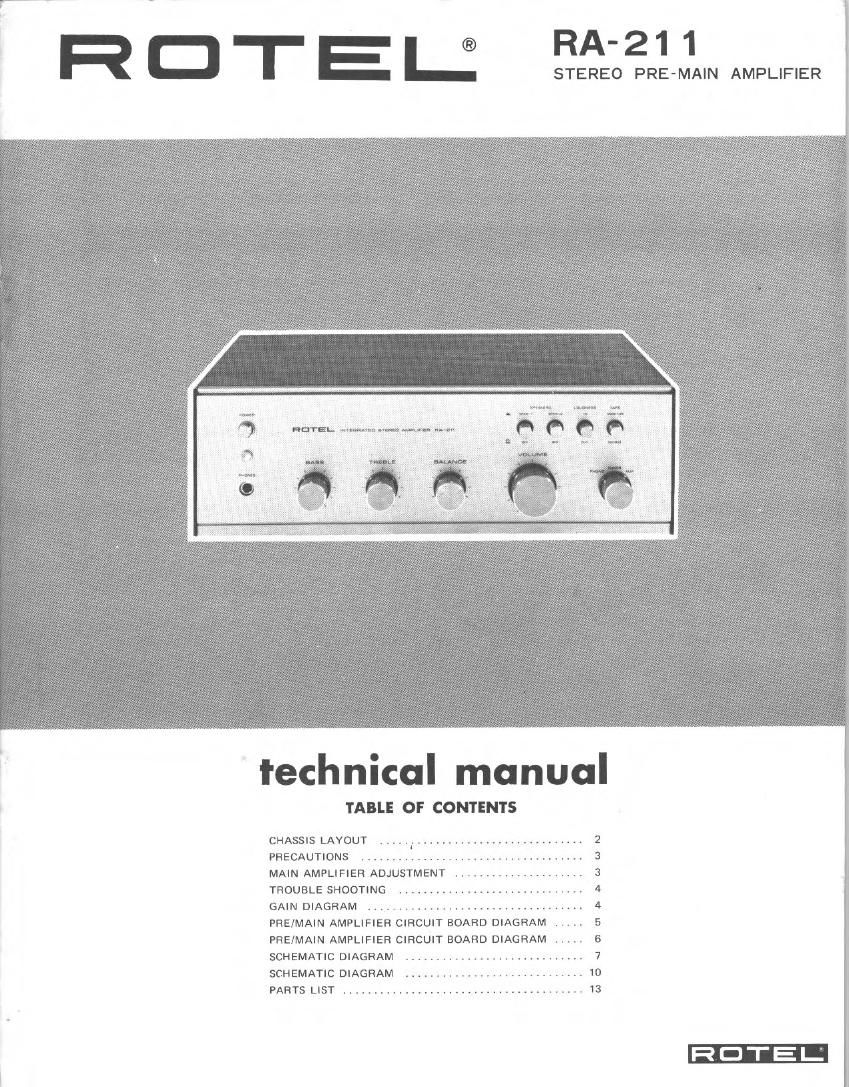 Rotel RA 211 Service Manual