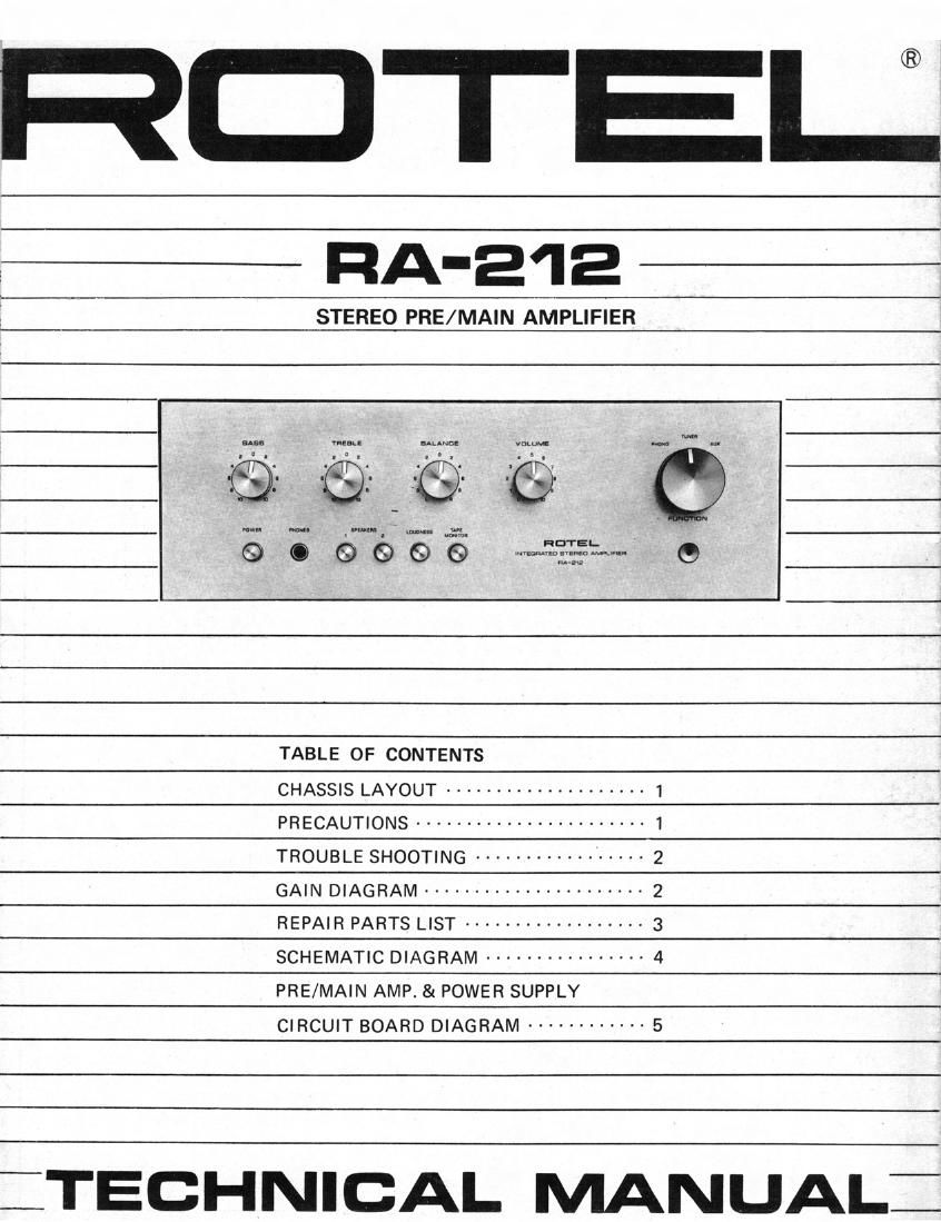 Rotel RA 212 Service Manual
