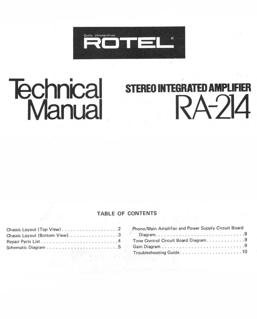 Rotel RA 214 Service Manual