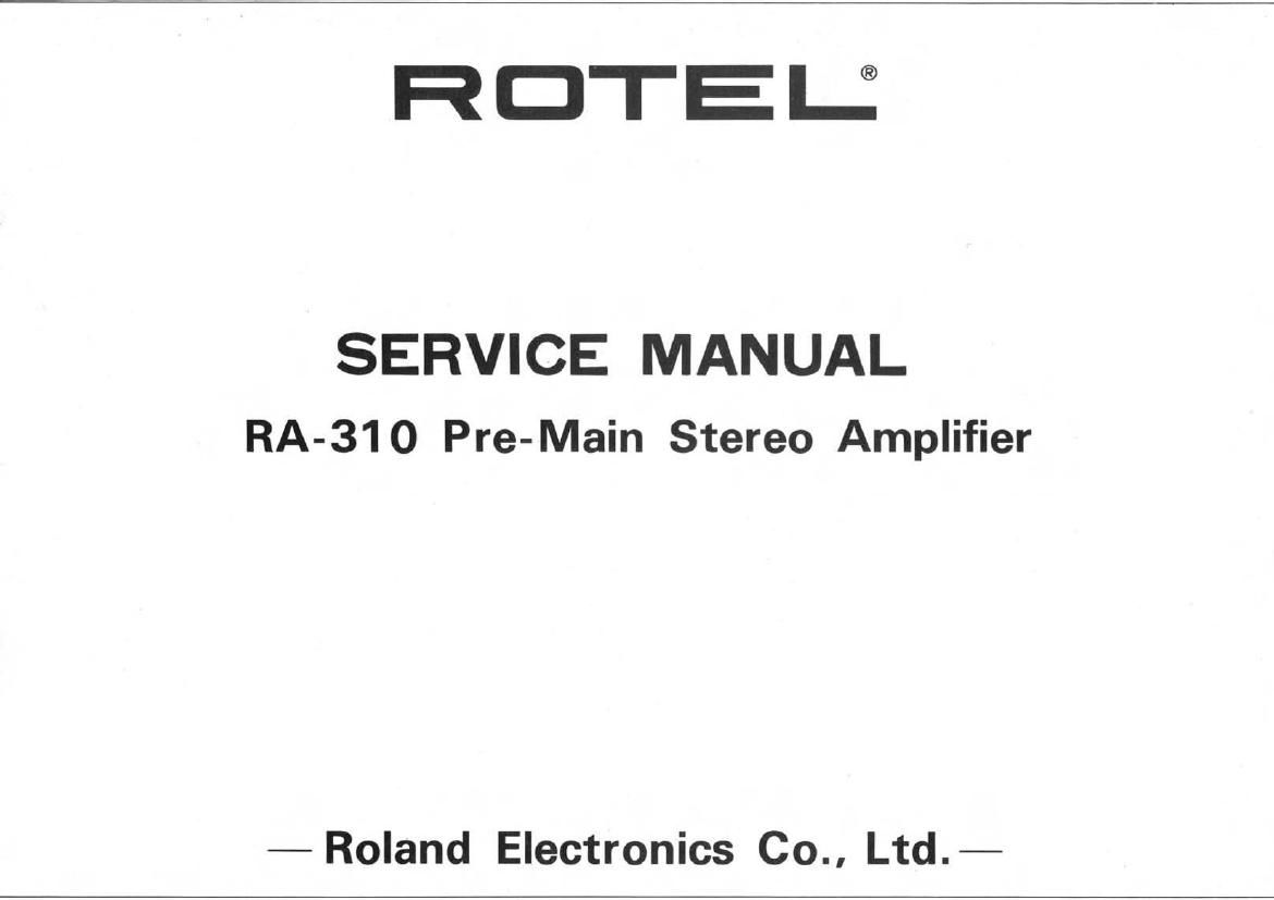 Rotel RA 310 Service Manual