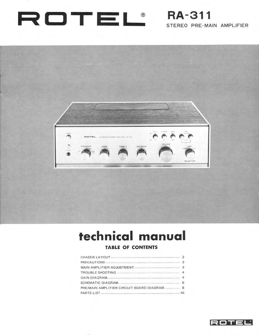 Rotel RA 311 Service Manual