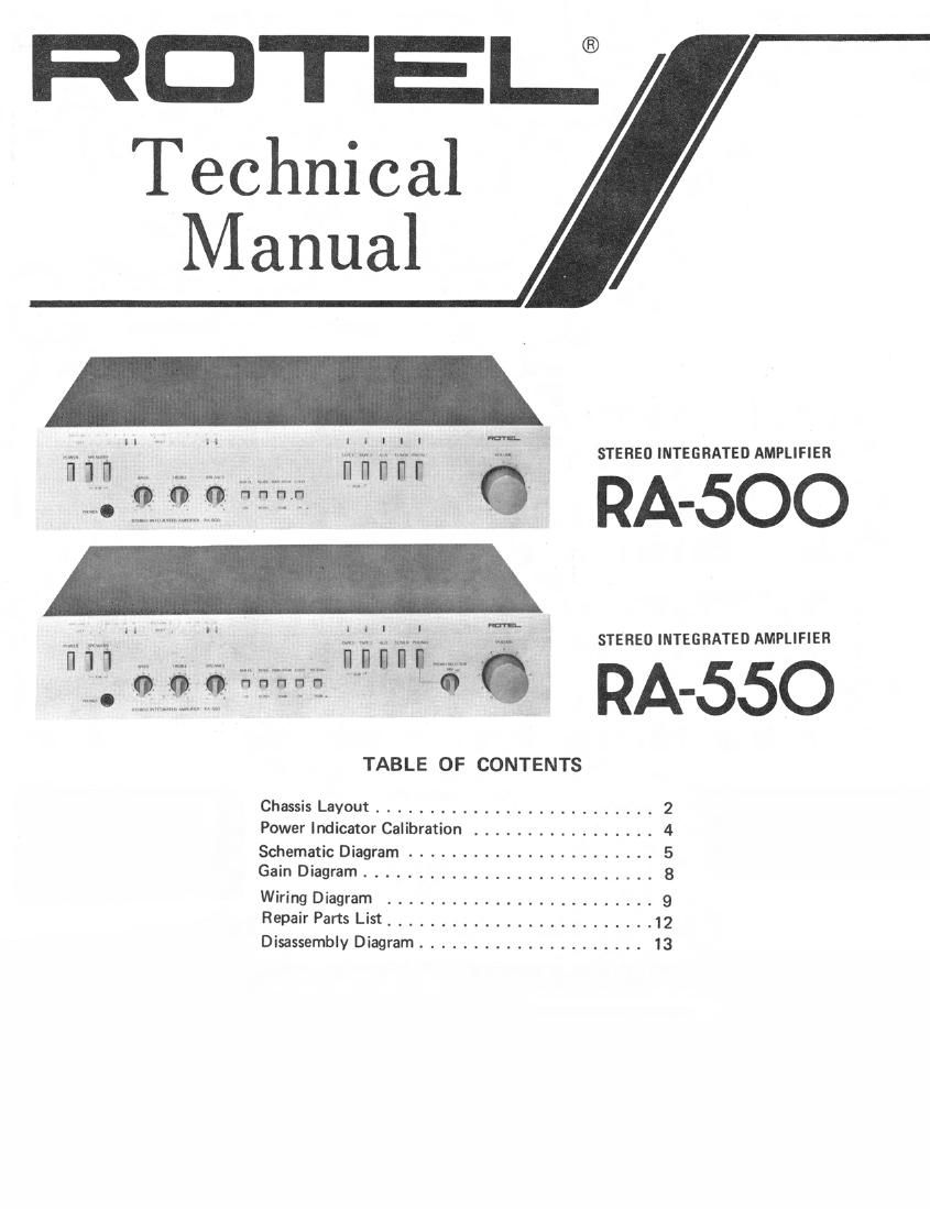 Rotel RA 500 Service Manual