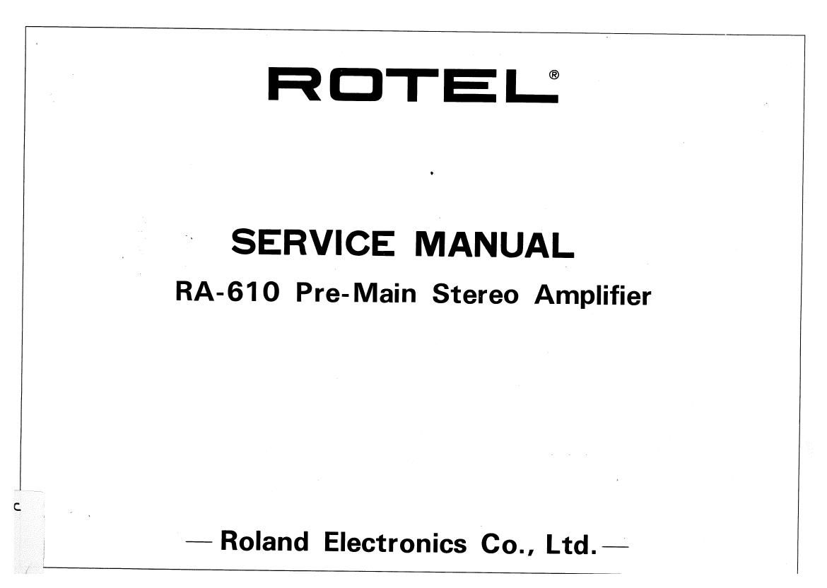 Rotel RA 610 Service Manual
