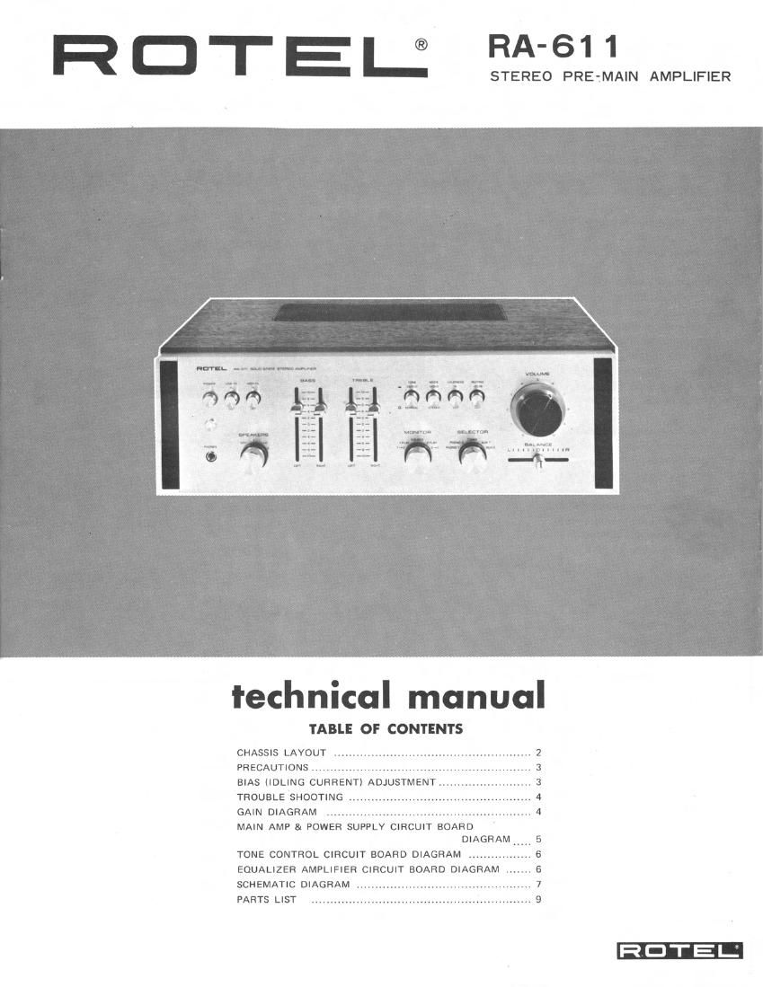 Rotel RA 611 Service Manual